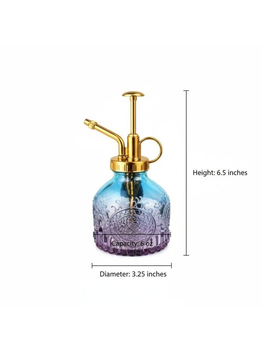 Blue Purple Glass Plant Mister Spray Bottle 6oz Orchid Bonsai Air Plant Mister - Picture 2 of 12
